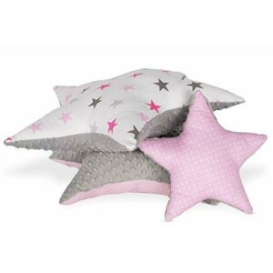 Cojines Decorativos para Sofa Almohada Estrella Paquete de 3: 2 x 60 cm, 1 x 30 cm - Cojin Bebe habitación Cojines Infantiles Almohada Rosa