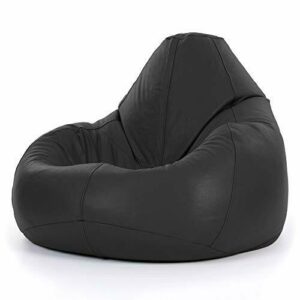 Icon Puf de Lujo de Cuero AUTÉNTICO – Sillón reclinable Gigante XXG de Cuero Negro- Pufs de diseño