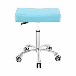 Silla de taburete resistente con ruedas ajustable para masajes, oficina y tatuaje médico, taburete hidráulico resistente con ruedas (cian)
