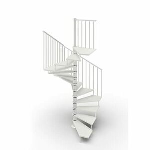 Escalera de caracol de planta cuadrada 120 x 120 cm. Tekla 13 peldaños – Altura entre los pisos 267 – 312 cm. (blanco, acero blanco)