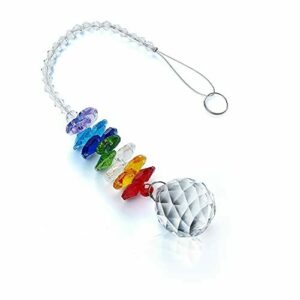 JSDDE - Atrapasol de 7 chakras, prisma con perlas, sensores de sol de cristal, decoración del arco iris para jardín, ventana, coche (bola de cristal)