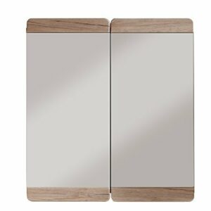 trendteam smart living Armario con espejo para baño Malea, 65 x 70 x 15 cm, con cuerpo en roble San Remo claro (imitación) y espejo grande