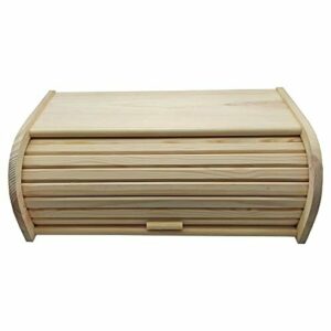 Reggo - Panera de madera con tapa persiana 48 x 26 x 16,5 cm. Contenedor para pan de madera natural, recipiente con tapa deslizante para almacenar pan