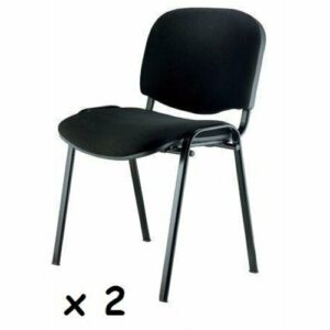 2x Silla confidente para oficina - Silla tapizada color negro, ideal para oficinas, academias, autoescuelas. Permite apilar en tandas de 5 o 6 sillas.