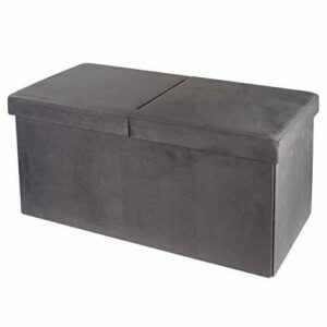Baroni Home - Baúl plegable - Caja de almacenamiento - Puf reposapiés - Medidas 76 x 38 x 38 cm - Material externo terciopelo - Color gris