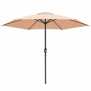 Parasol sombrilla de Aluminio clásico de 270 cm - LOLAhome (Sin Base, Beige)