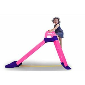 JAMARA- Tobogán Funny Slide Rosa – de plástico Resistente, caño Antideslizante para aterrizajes Suaves, peldaños Anchos y Asas de Seguridad, Cuerda de estabilización, Color (460503)