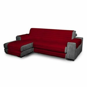 Italian Bed Linen Elegant - Funda Protectora para Sofá Chaise Longue Izquierdo, Microfibra, Burdeos, Medida del asiento 290 cm + cubre brazos laterales