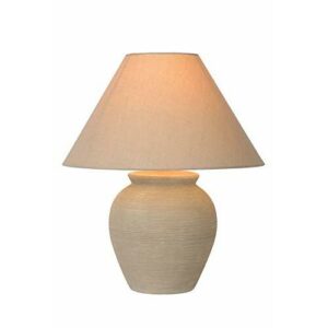 Lucide Ramzi de lámpara de mesa de color beige, cerámica, E27, 60 W, Cream, 34 x 34 x 42 cm