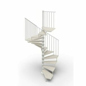 Escalera de caracol de planta cuadrada 105 x 105 cm. Tekla 13 peldaños – Altura entre los pisos 267 – 312 cm (blanco, acero blanco)