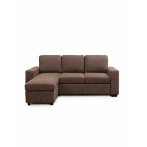 SWEET SOFA®- Sofá Chaiselongue Mika, sofá de 3 plazas con pouff Reversible en tapizado en Tela Antimanchas. - Marrón