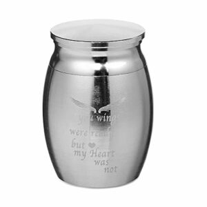 Jewelora Mini urna de cremación Personalizada para Mascotas Cenizas de Gato urnas funerarias contenedor de cremación conmemorativo para tarros Humanos (ala)