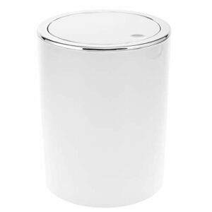 bremermann Papelera Savona con Tapa basculante, Cubo de Basura para baño, plástico, 5,5 litros (Blanco, Redondo)