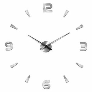 Coraltree Moderno Reloj de Pared silencioso DIY Reloj de Pared Adhesivo 3D Reloj de Pared para decoración Regalo para casa, Restaurante, Oficina y Hotel (Plata)