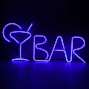 FAMKIT BAR LED neón luz tienda signos para decoración de bar, barra LED abierta para escaparate, anuncio, paredes, ventana, tienda, bar, hotel (azul)
