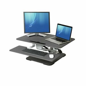 Seville Classics Inc. Airlift 30" Gas-Spring Standing Desk Converter Workstation with Pullout Keyboard Tray Mesa Regulable en Altura, Aluminio, Gris, 78 cm x 52 cm x 17.5 bis 45.5 cm