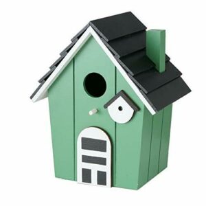 CasaJame Pajarera de madera para balcón y jardín, nido, casa para pájaros, pajarera, verde 15,5 x 12 x 20,5 cm