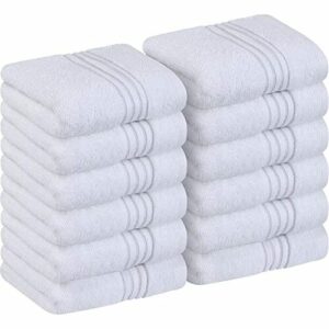 Utopia Towels - Set de Toallas de Lujo 30 x 30 CM's, Blanco - Toallas de Franela 600 gsm, Altamente absorbentes y de Tacto Suave (Paquete de 12)
