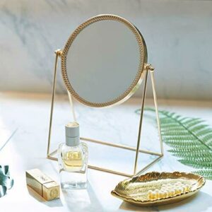 PuTwo Belleza Espejo cosmético, diseño Decorativo, Princesa Estilo de un Solo Lado Espejo – champán Dorado