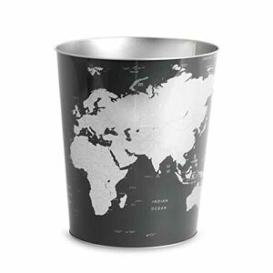 Balvi Papelera Globe Color Gris diseño Mapa Mundo Lata 26x22x17,7 cm