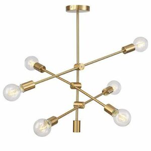XCY Sputnik Chandelier Gold Fitting Lámpara Moderna Colgante Metal 6-Lights Casa Lámpara de Techo E27 Lámparas de Satélite Giratorias para Hallway Barra de Dormitorio Cocina Decoración de Comedor