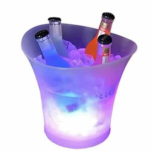 Tiandirenhe 5L Cubitera, Colorido LED Luz Hielo Cubo de Champán, con LED Cambiar Automatica Los Colores para Champagne Vino Bebidas Cerveza Hielo Enfriador Bar Club Pub