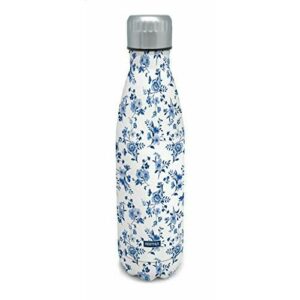 NERTHUS Termo Doble Pared para frios y Calientes Diseño Flores Azul de Acero Inoxidable 500 ml Libre de BPA