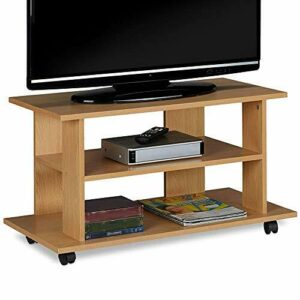 Bakaji Mueble de TV de Madera MDF con 2 estantes para Consolas Videojuegos DVD y 4 Ruedas, Mueble para televisión, diseño Moderno, tamaño 80 x 40 x 45 cm (Roble)