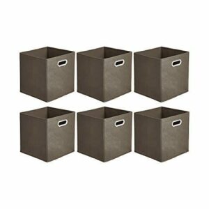 6 unidades Cajas de almacenamiento de tela chevrón gris topo Basics con forma de cubo plegables con ojales metálicos