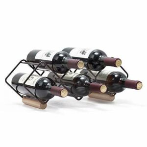 Kingrack, Botellero apilable Horizontal para Botellas de Vino de Metal y Cobre, para 5 Botellas, Listo para Montar, fácil de Instalar