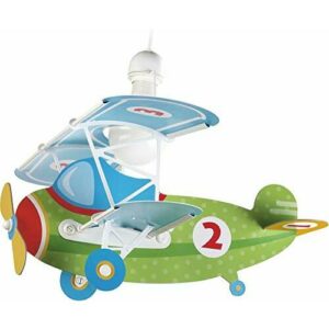 Dalber Baby Planes Lámpara Infantil de Techo Avión, Verde, 50x64x40 cm
