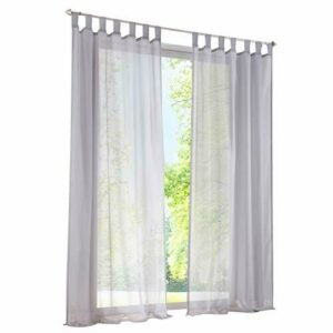 ESLIR Cortinas con trabillas, cortinas de voile para ventana, transparente, 1 unidad, color gris, 140 x 175 cm (ancho x alto)