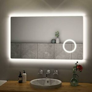 Safeni Espejo de baño con iluminación LED, espejo de pared, espejo de luz, IP44, bajo consumo