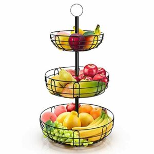 Frutero de 3 pisos – Frutero de metal – Cesta de frutas para verduras – Cesta de almacenamiento de pie – Frutero – Frutero – Frutero – Frutero – Cesta de metal – Frutero –