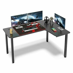 EUREKA ERGONOMIC escritorio en l, escritorio para juegos L en forma Escritorio para computadora escritorio PC gaming mesa con Alfombrilla de ratón grande para el hogar Oficina, Negro,155x110cm