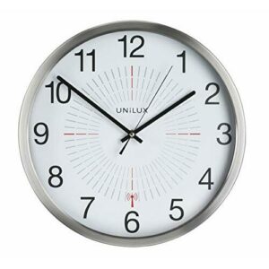 Unilux Reloj de Pared radiocontrolado para Exteriores (35,5 cm), Color Gris Plateado
