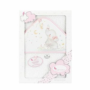 Interbaby 01227-12 - Capa de baño ELEFANTE blanco y rosa, unisex
