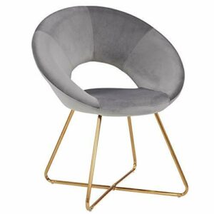 Duhome Silla de Comedor diseño Retro con Brazos Silla tapizada Vintage sillón con Patas de Metallo 439D, Color:Gris, Material:Terciopelo