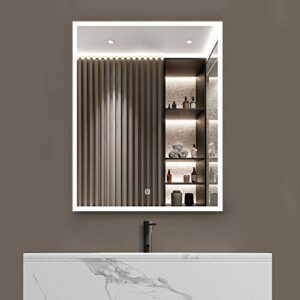 S·Bagno - Espejo de baño moderno iluminado con LED, con altavoz Bluetooth incorporado, función de atenuación, cambia de color, almohadilla antivaho e interruptor de sensor táctil (600 x 800 mm)