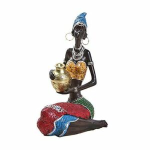 Baoblaze Figuras africanas, Escultura Decorativa para Mujer florero centros de Mesa para Comedor Mesa Tribal Lady Estatua Vintage Regalo muñeca Hecha a Mano - de Oro