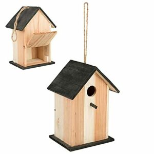 Smart Planet Pajarera de madera – Casa nido con tapa para rellenar, nido 22 x 15 x 13 cm – Casa de pájaros con cordón para colgar