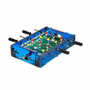 Relaxdays Futbolín de Mesa, con luz led, Mini Juego para Niños y Adultos, 4 Barras y 2 Pelotas, DM-Plástico, Azul, Color (10024099)