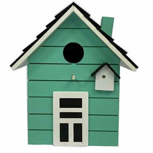 CasaJame Pajarera de madera para balcón y jardín, nido, color verde menta, casa y comedero para pájaros, 20 x 17 x 12 cm