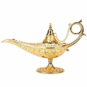 Lámpara mágica de Aladdin,lámpara de deseo de Aladdin tallada de metal vintage Artículo de decoración retro Decoración para el hogar/Decoración de bodas y regalo para fiesta/Halloween/Cumpleaños