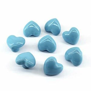 Azul Perilla del cajón Perillas del gabinete de cerámica Manija de la habitación de los niños Tirar de la forma del corazón Para los cajones de la cómoda (paquete de 8 tornillos incluidos)