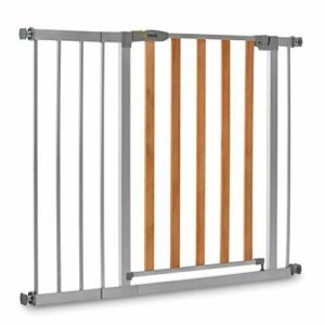 Hauck Barrera de Seguridad de Niños para Puertas y Escaleras Wood Lock 2 Safety incl. Extension 21 cm, Sin Agujeros, Metal y Madera, 597408, 96 - 101 cm