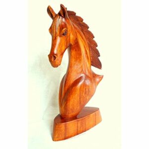 Caballo Busto Cabeza de caballo caballo escultura de madera figura madera tallada a mano 30 x 16 x 10 cm