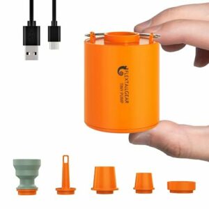 FLEXTAILGEAR Tiny Pump es una Bomba de Aire ultrapequeña portátil con una batería de Litio Recargable de 1300 ma USD, Que Puede inflar y bombear Aire para Piscinas, colchones de Aire,