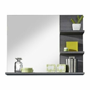 trendteam smart living Espejo de pared para baño Miami, 72 x 57 x 17 cm, con decoración en plateado ahumado y superficie para colocar objetos