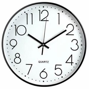 Tebery 30 cm Reloj de Pared sin Tic TAC, Modern, silenciosa, Gran Esfera Negro